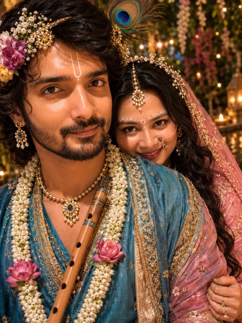 The generated Radha and Krishna portrait